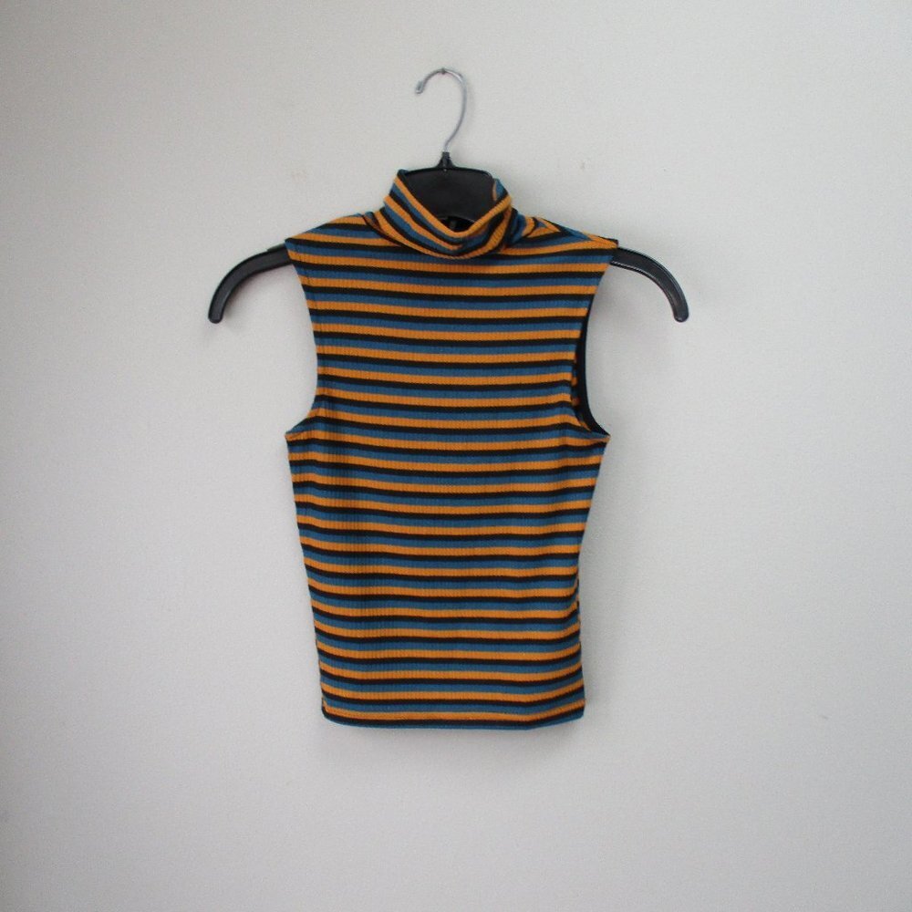Primark Turtleneck Sweater Sleeveless Orange Black